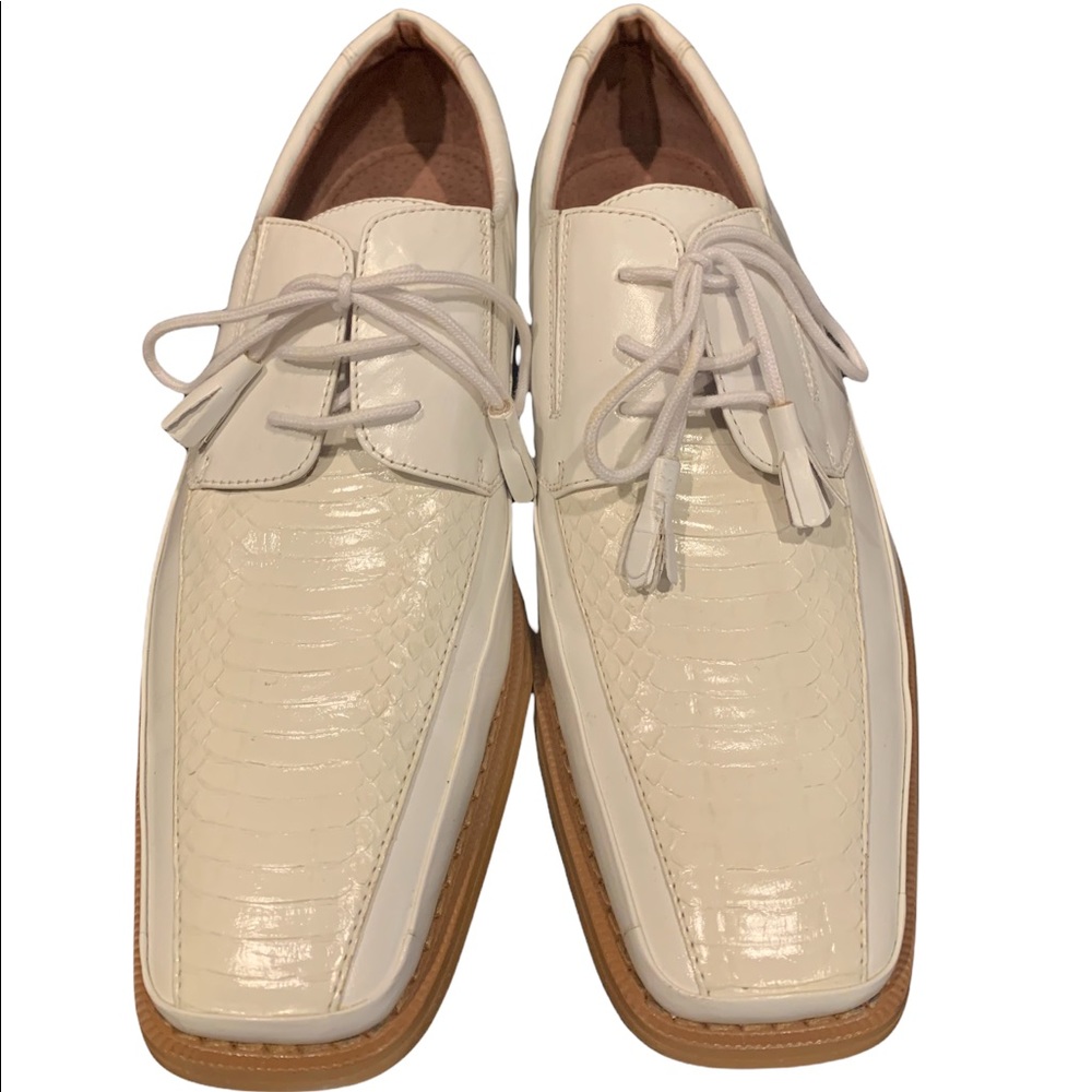 Mens Giorgio Brutini Genuine Snake Skin Oxford Dress Shoes White Sz 8.5